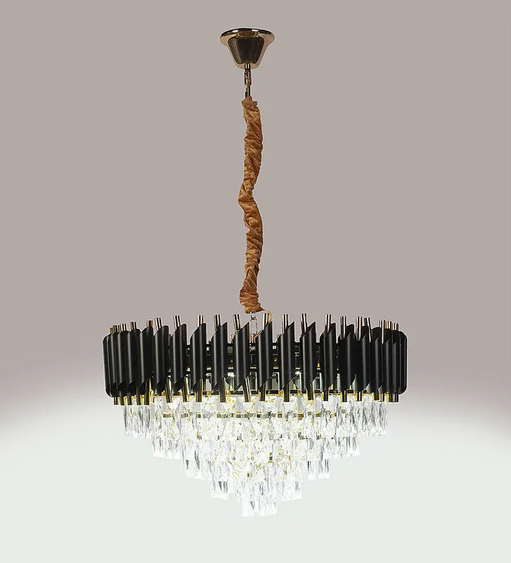 1015-600Mm Eliante Black And Gold Crystal Chandeliers  - Inbuilt Led Color Cw   Ww   Nw