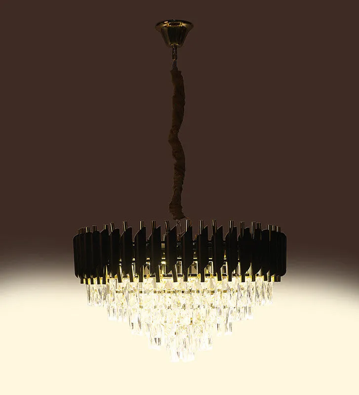 1015-600Mm Eliante Black And Gold Crystal Chandeliers  - Inbuilt Led Color Cw   Ww   Nw