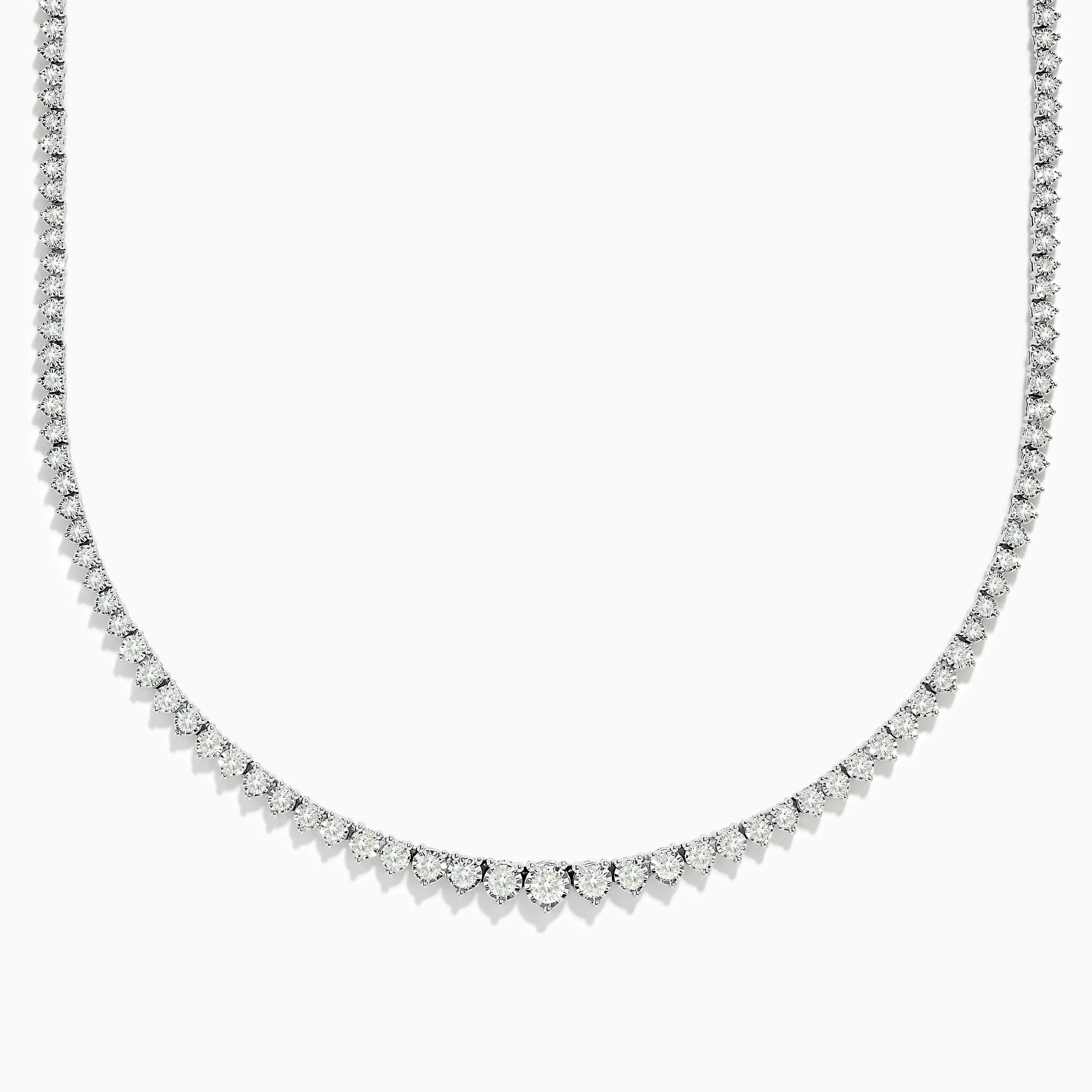 14K White Gold Diamond Tennis Necklace 2.94 TCW