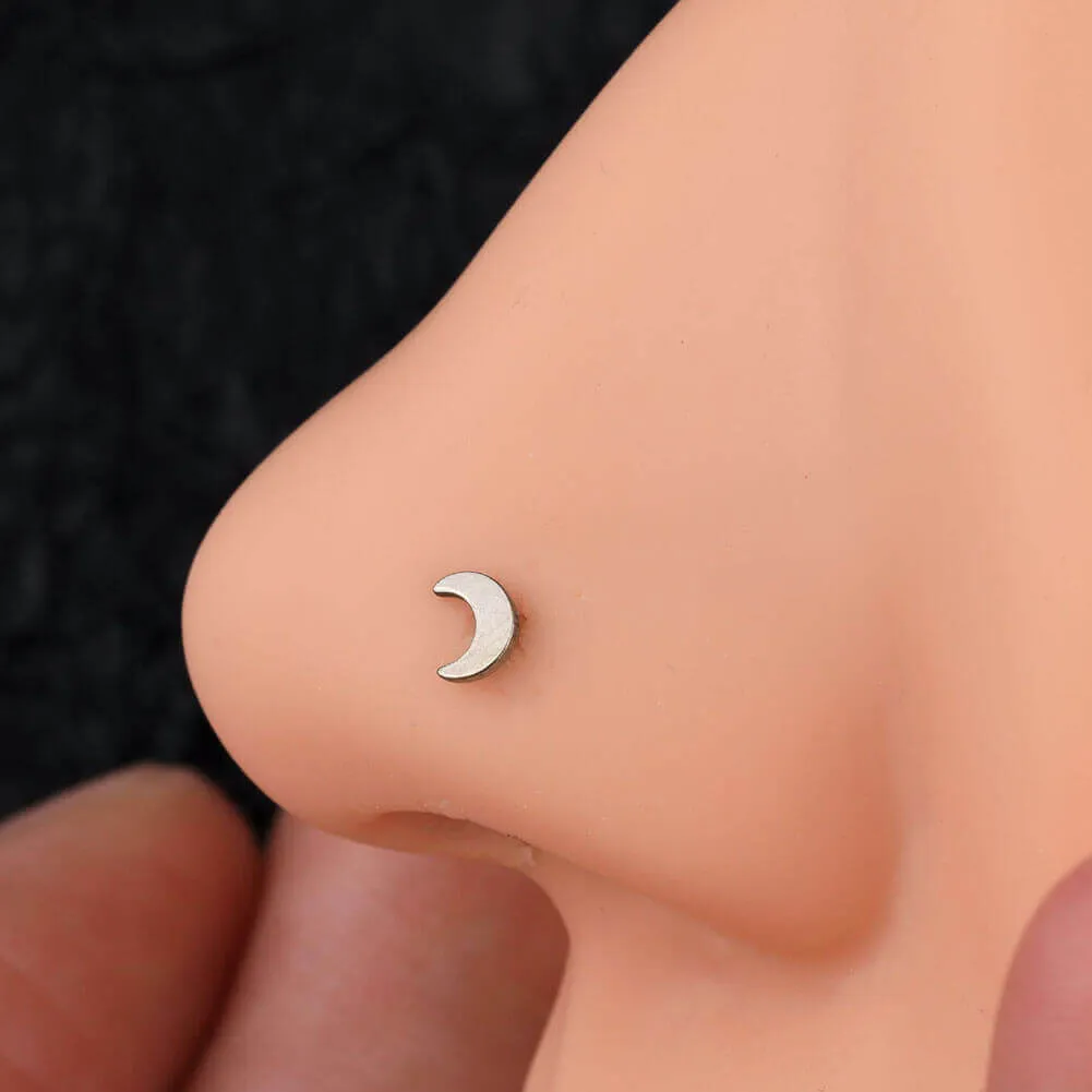 20G Titanium L-shaped Crescent Moon Nose Stud