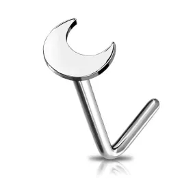 20G Titanium L-shaped Crescent Moon Nose Stud