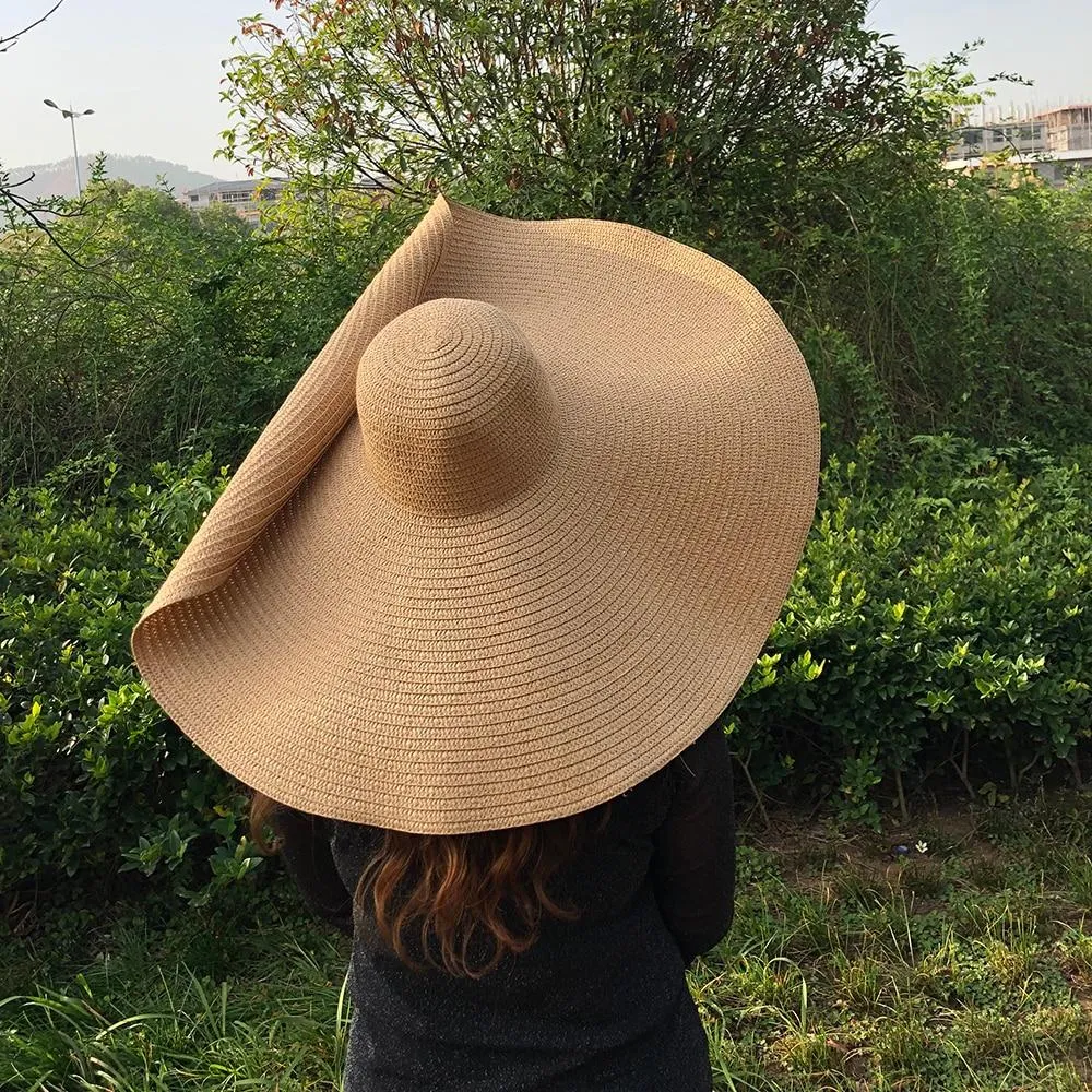 25cm Wide Brim Oversized Foldable UV Protective Beach Hats for Women