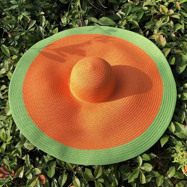 25cm Wide Brim Oversized Foldable UV Protective Beach Hats for Women