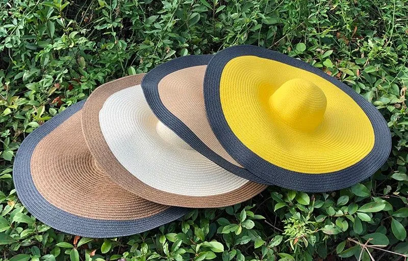 25cm Wide Brim Oversized Foldable UV Protective Beach Hats for Women