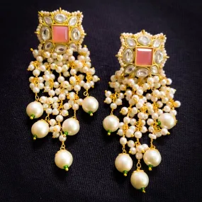 Amrapali Pink & Pearl Cluster Earring