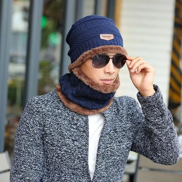 Autumn and Winter Warm Cashmere Ear Muff Knitted Hat for Men