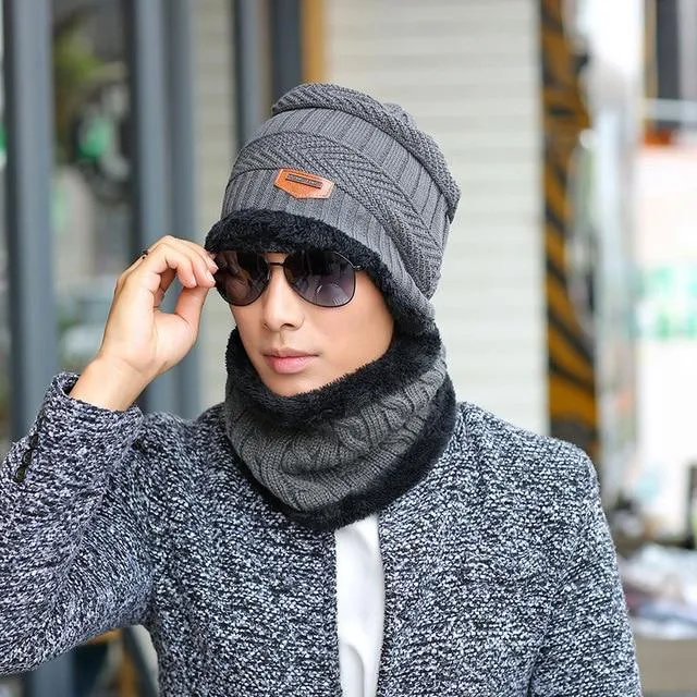 Autumn and Winter Warm Cashmere Ear Muff Knitted Hat for Men