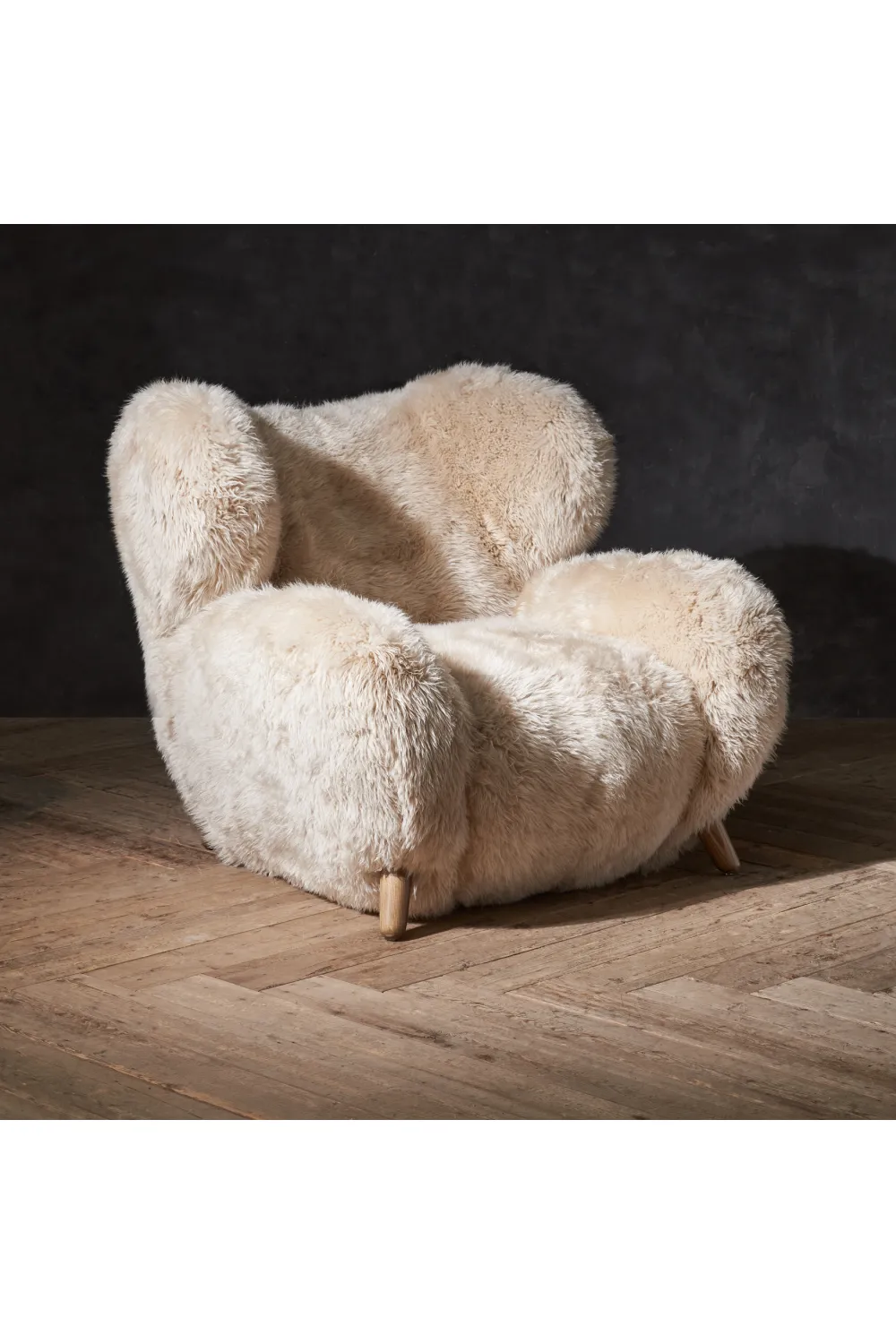 Beige Sheepskin Lounge Armchair | Andrew Martin Manx