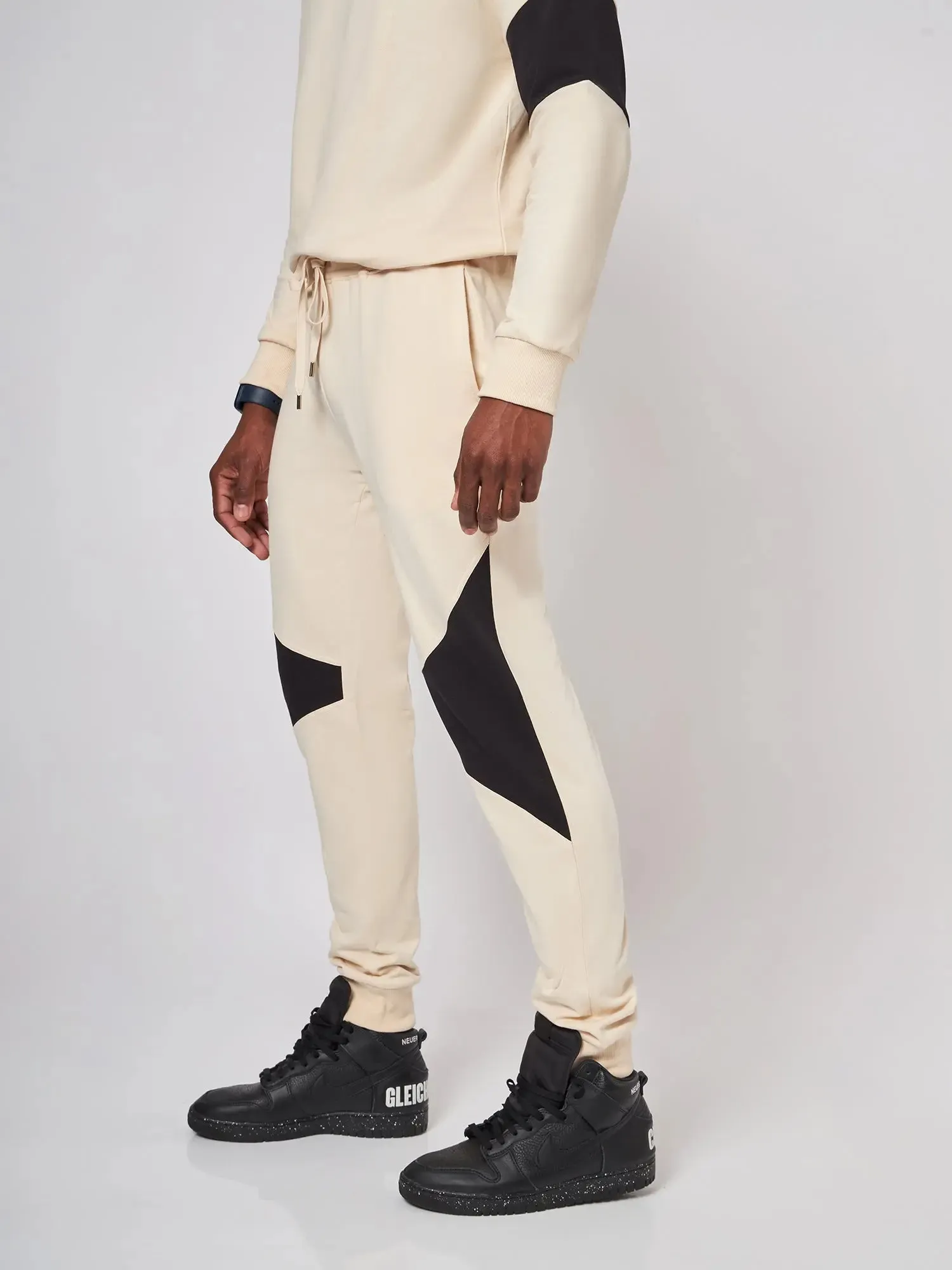 Beirut Beige and Black Patchwork Joggers