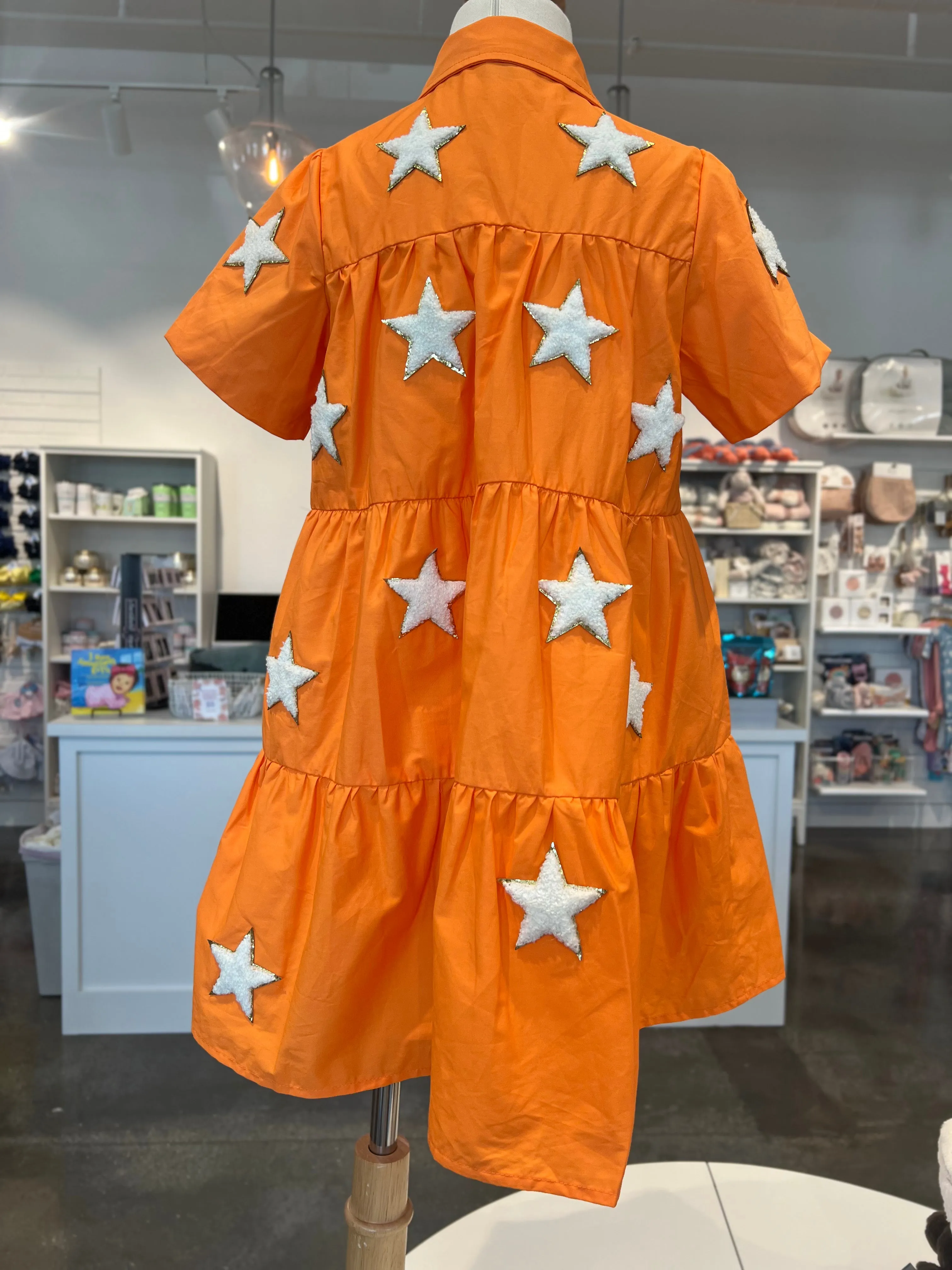 Belle Cher - Orange And White Chenille Star Dress