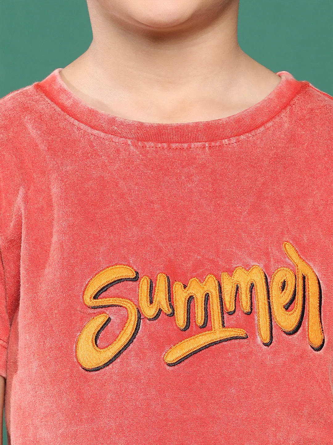 Boys Rust Embroidery Cotton T-shirt