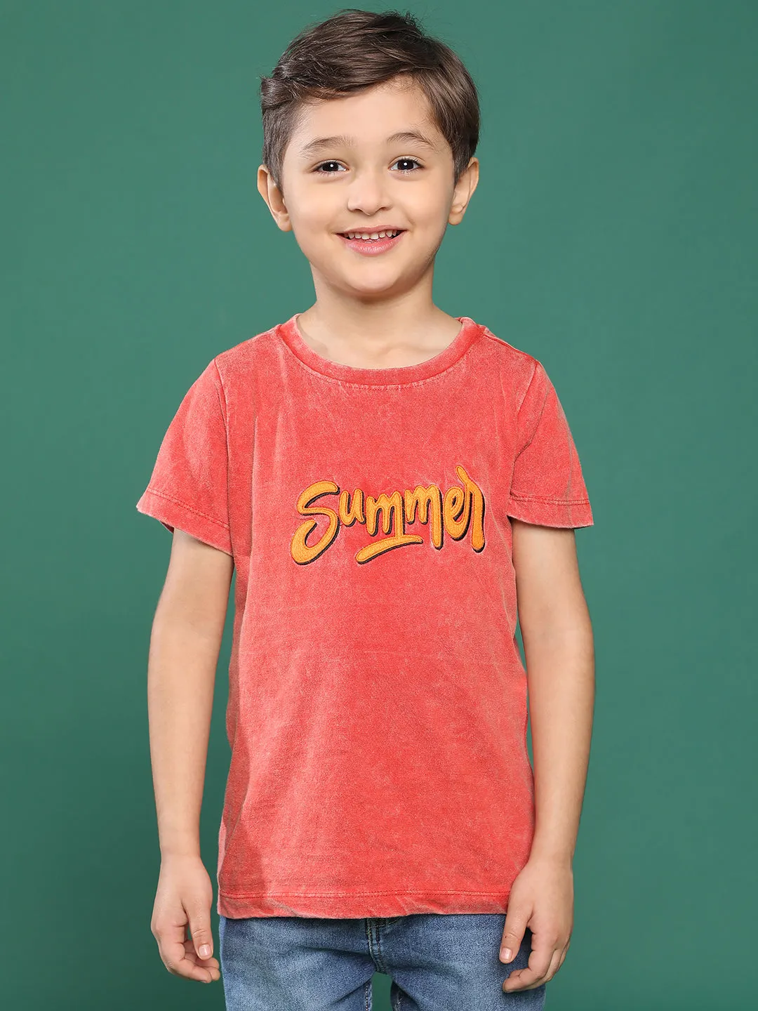 Boys Rust Embroidery Cotton T-shirt