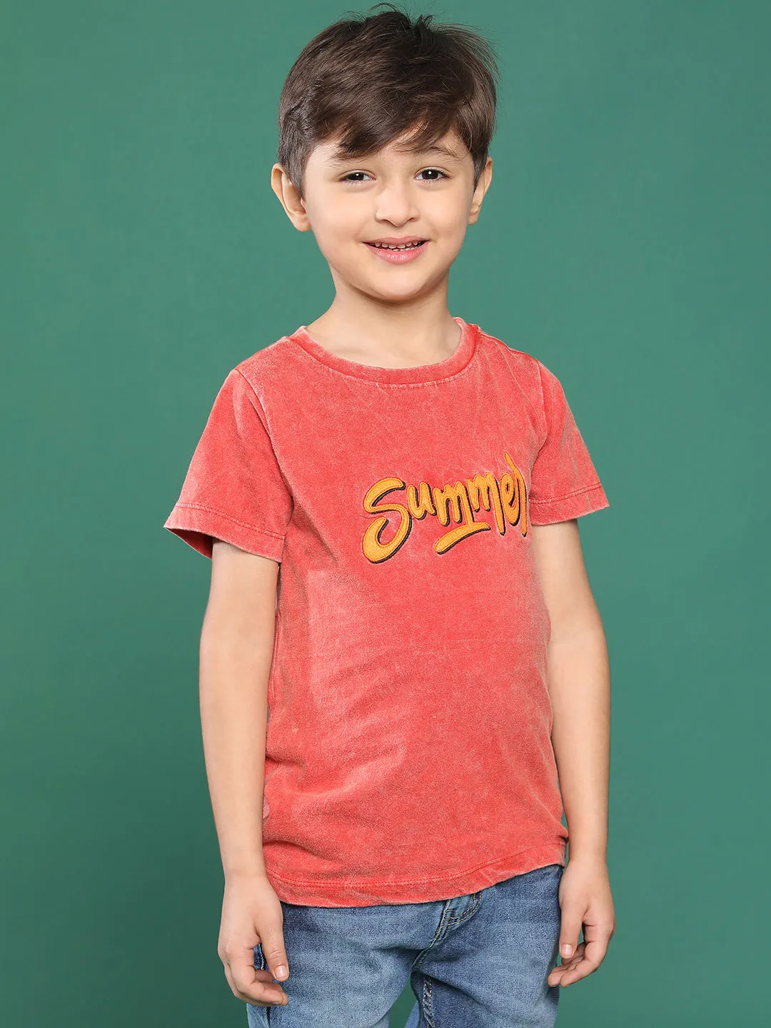 Boys Rust Embroidery Cotton T-shirt