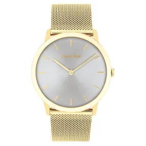 Calvin Klein Gold Steel Mesh Grey Dial Unisex Watch - 25300003