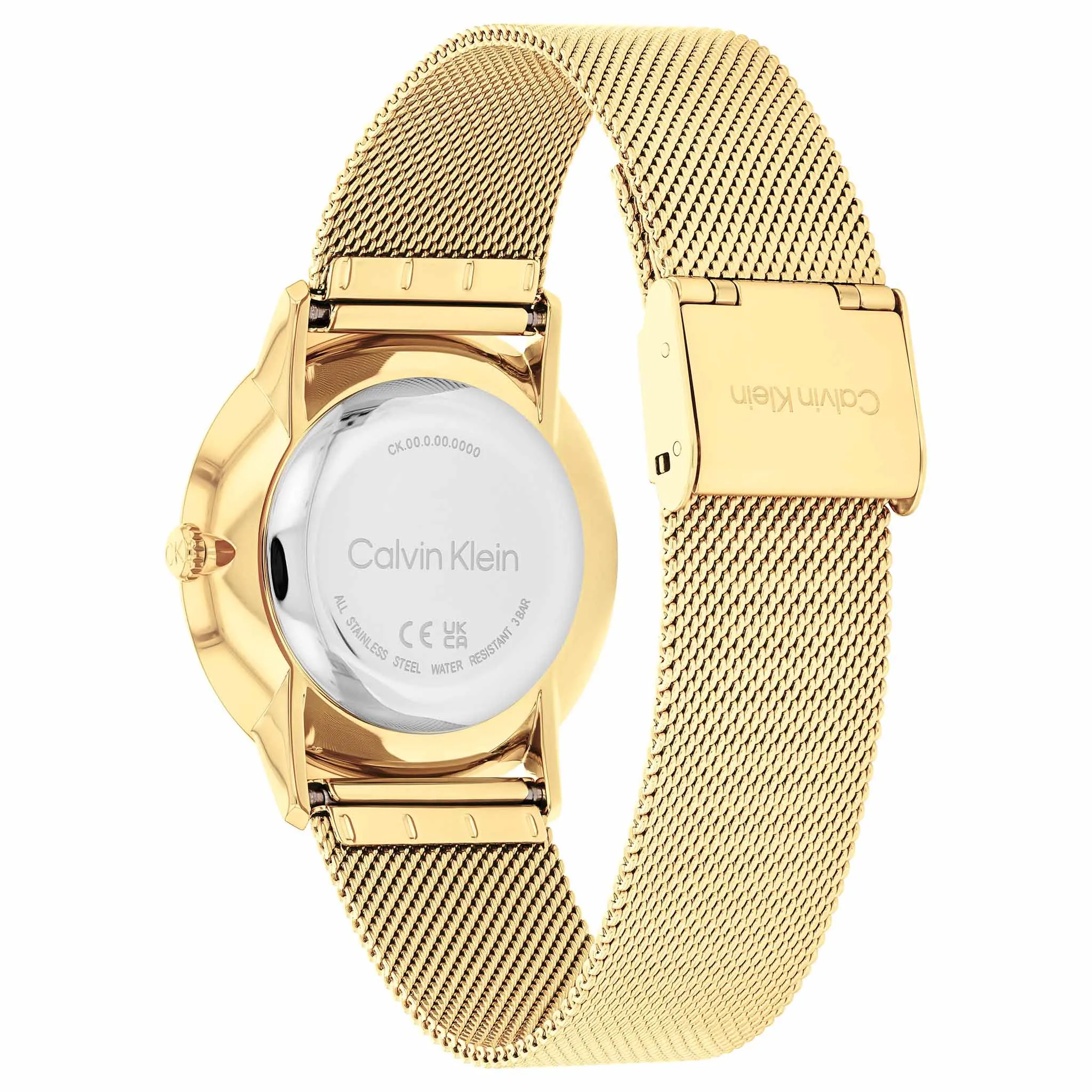 Calvin Klein Gold Steel Mesh Grey Dial Unisex Watch - 25300003