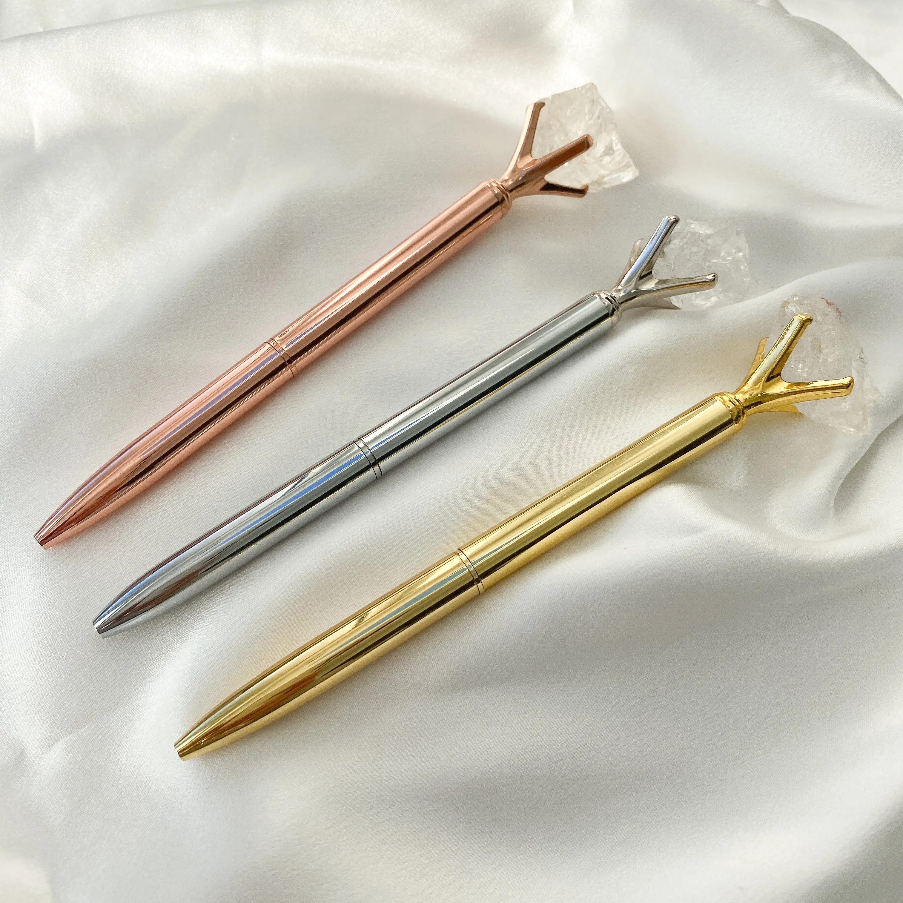 Clear Quartz Crystal Pen (Gold/ Silver/ Rose Gold)