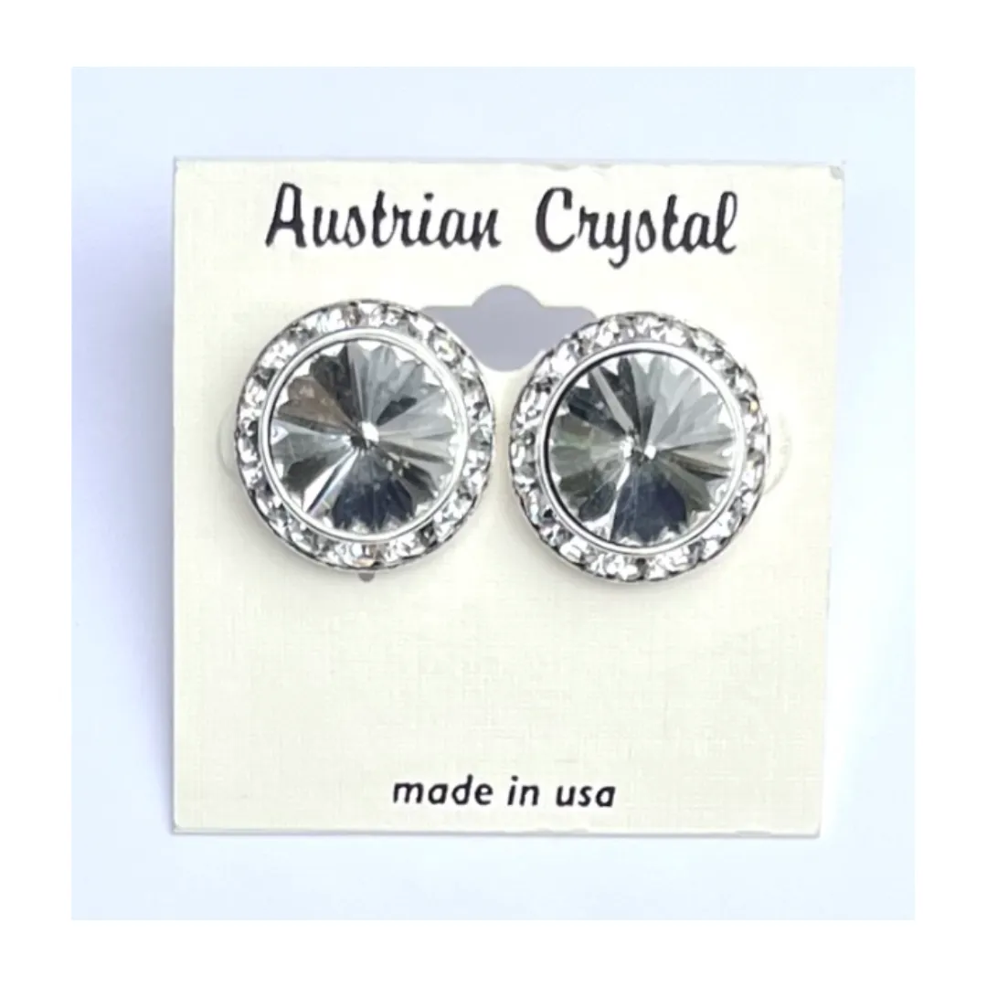 Competition Crystal CLIP-ON Earrings - CLEAR - 3 sizes