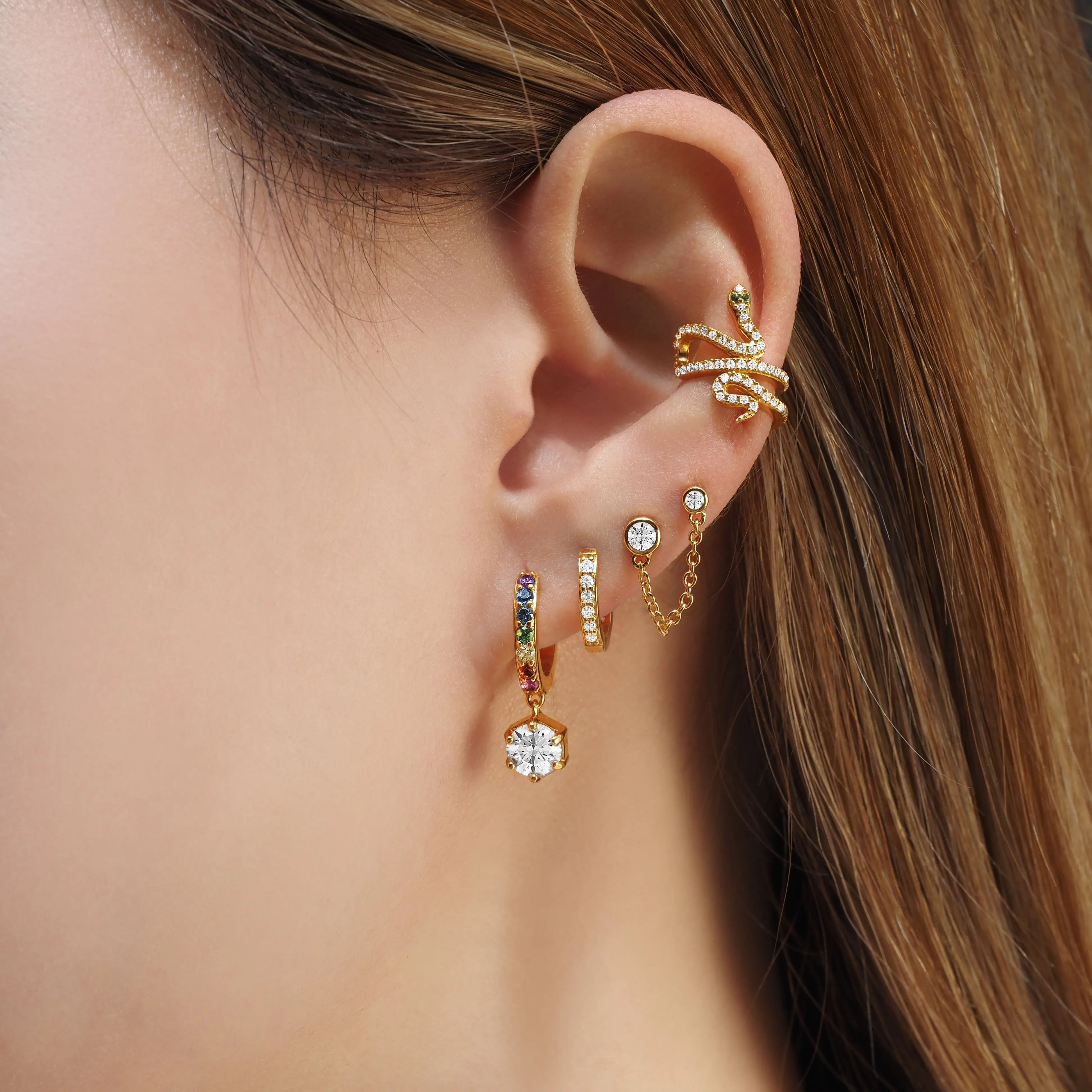 Crystal Snake Ear Cuff