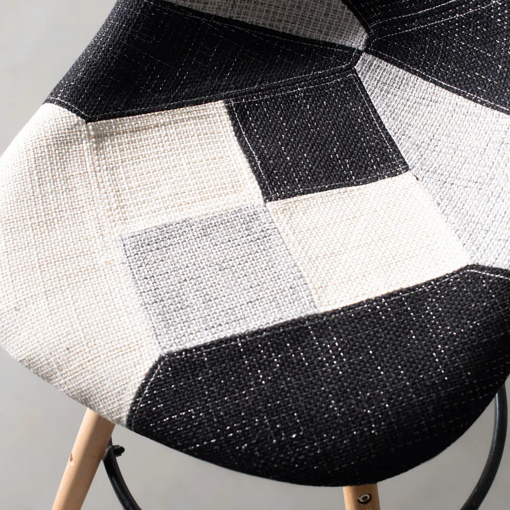 ESSEN - Grey Monochrome Fabric Patchwork Stool