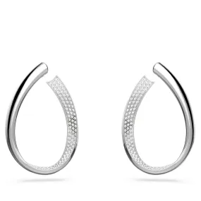 EXIST HOOP EARRINGS, WHITE, RHODIUM PLATED