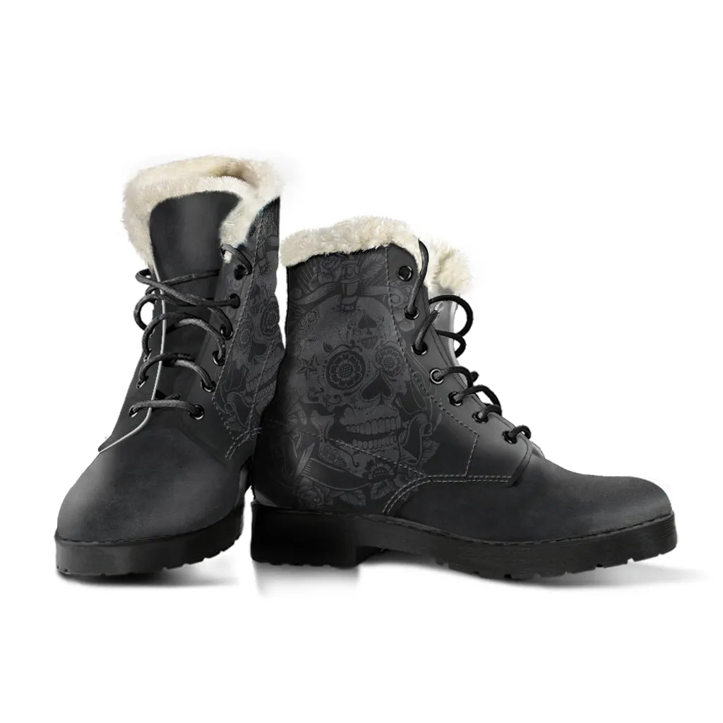 Grey Skull - Fur Leather Boots