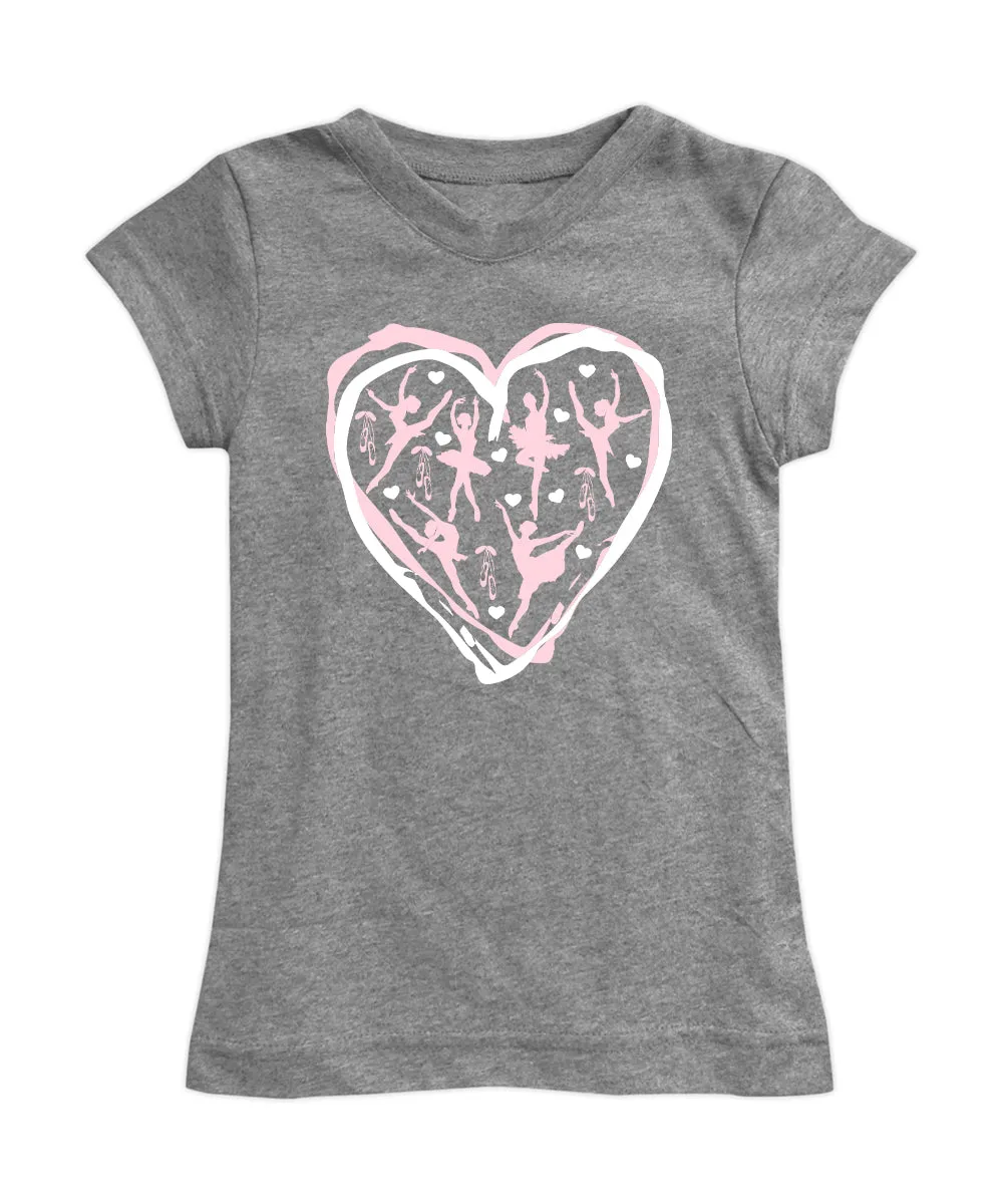 Heather Gray Ballet Dancer Heart Fitted Tee