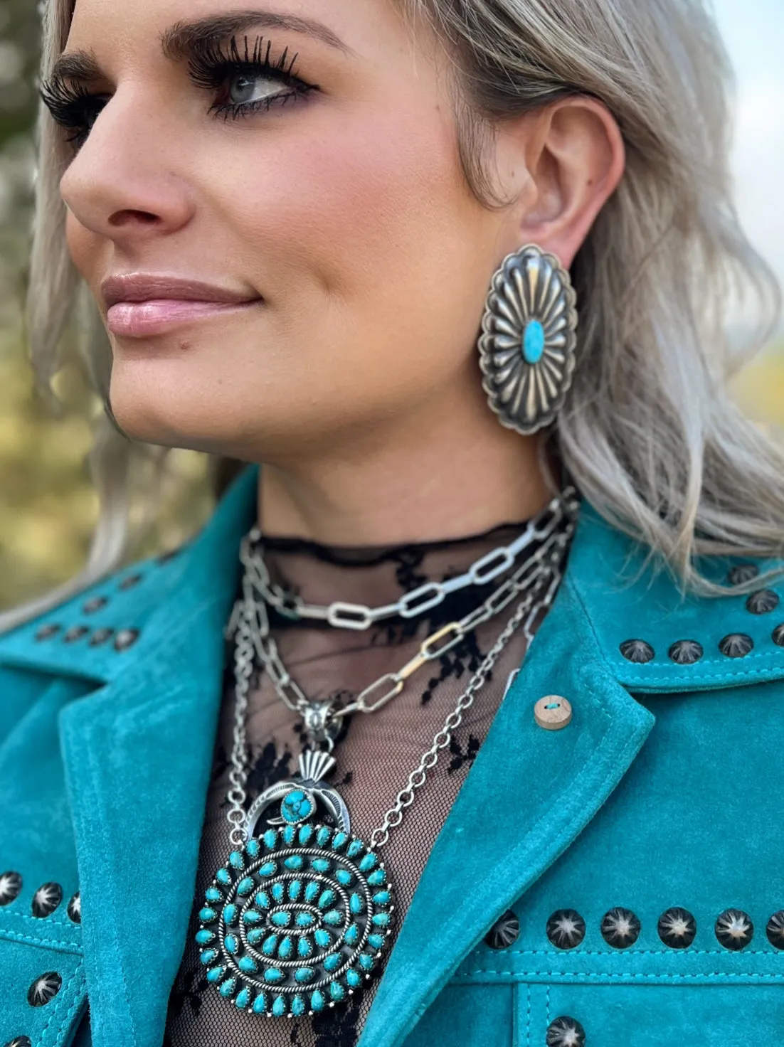 It's Getting Dangerous Studded Leather Jacket - Turquoise