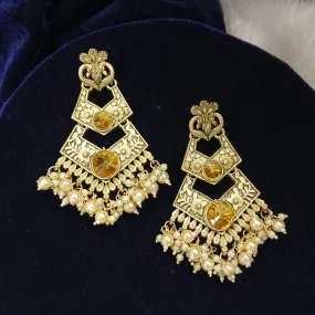 JewelMaze Crystal Stone Gold Plated Dangler Earrings