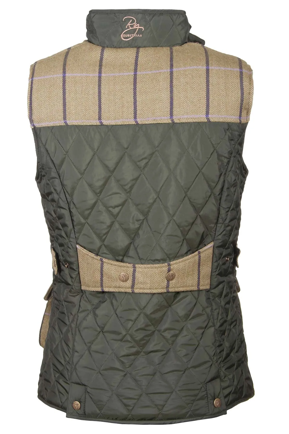 Ladies Tweed Trim Quilted Biker Babe Waistcoat