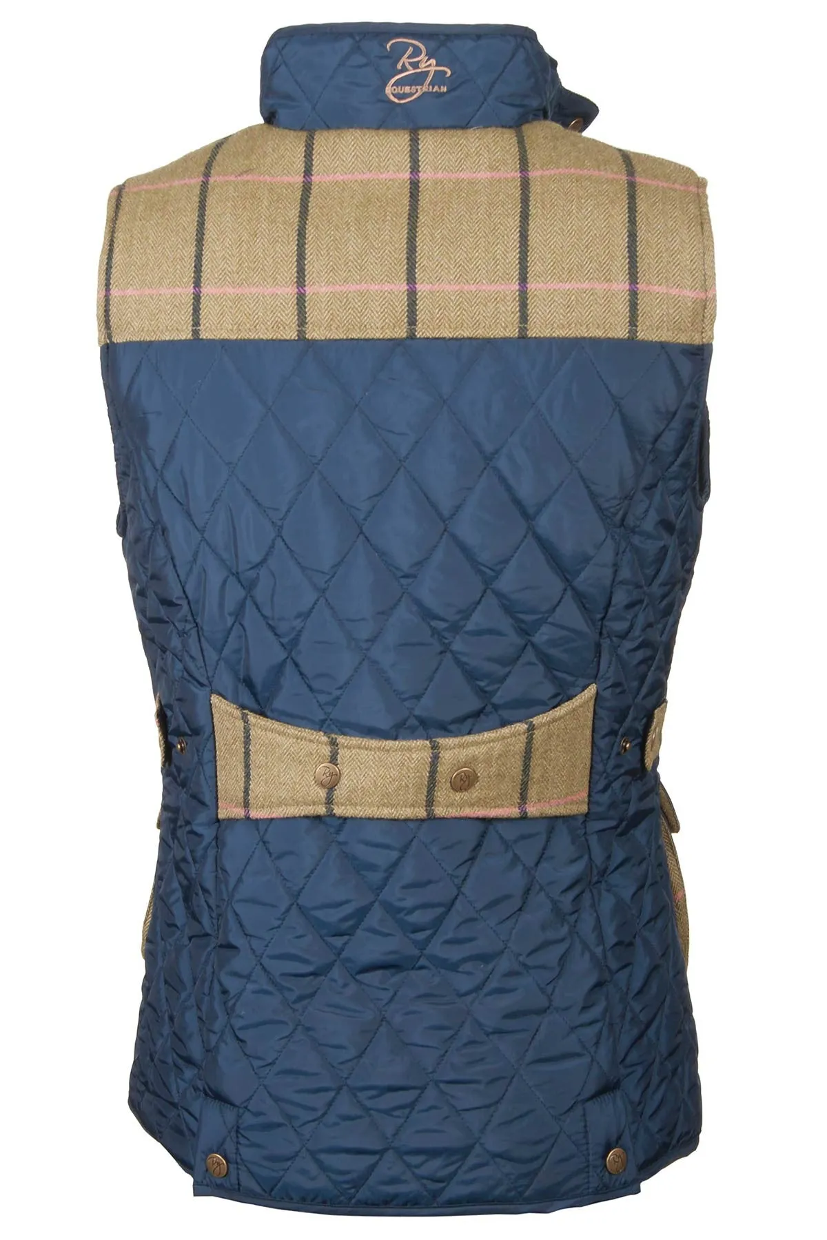 Ladies Tweed Trim Quilted Biker Babe Waistcoat