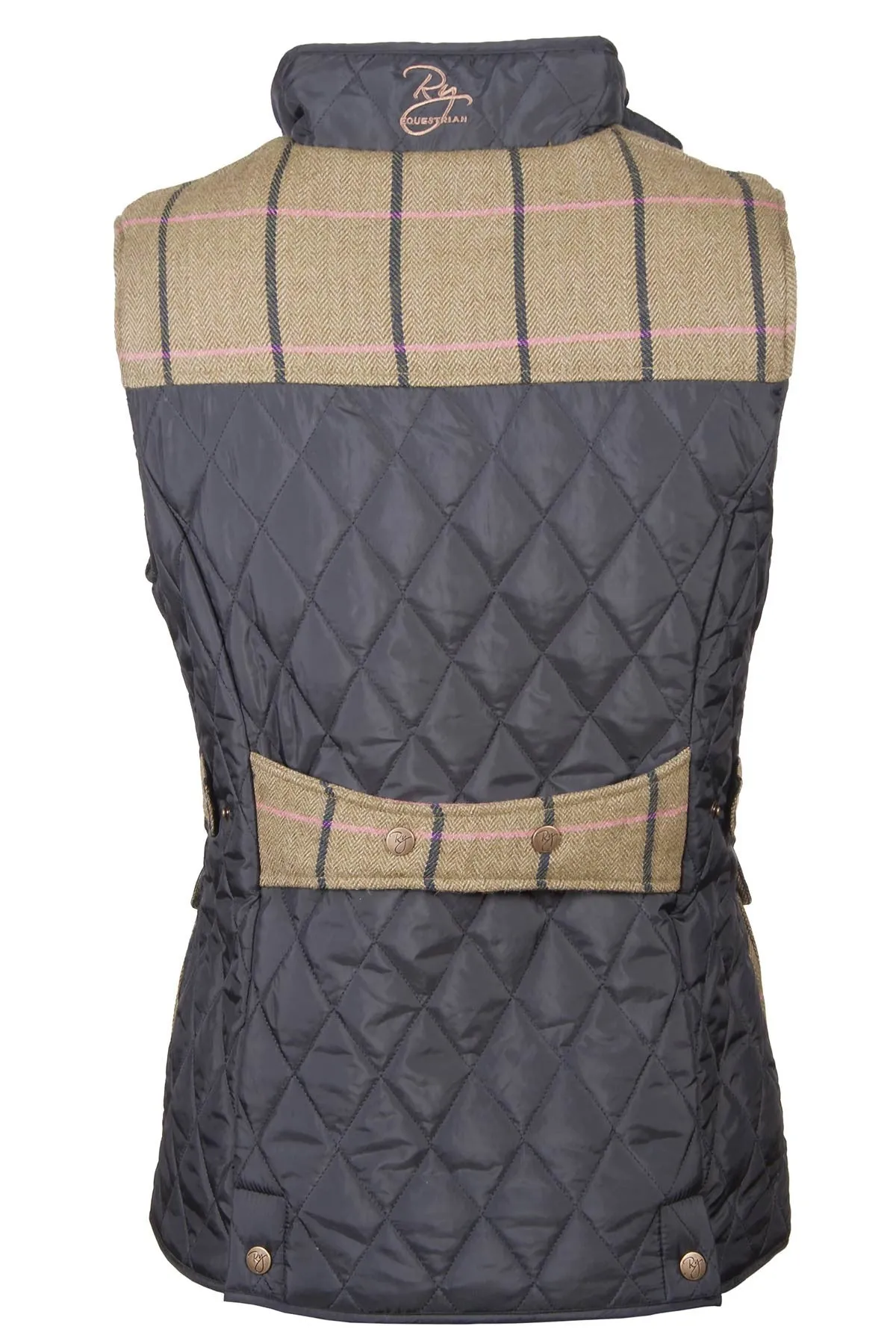 Ladies Tweed Trim Quilted Biker Babe Waistcoat