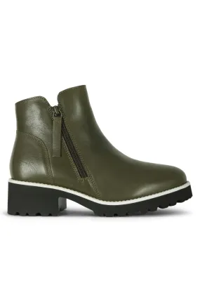 Leather Ankle Boot | OLIVE | EAST ZZ