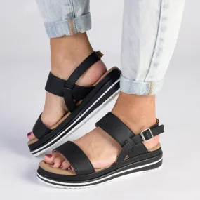 Madison Harper Espadrille Wedge Sandals - Black