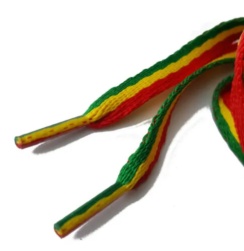 Rasta Jamaican Multi Coloured Flat 10mm Shoes Trainers Extra Long Jamaica New