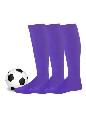 TeeHee Socks Unisex Soccer Acrylic Over The Knee High Purple 3-Pack (50081)