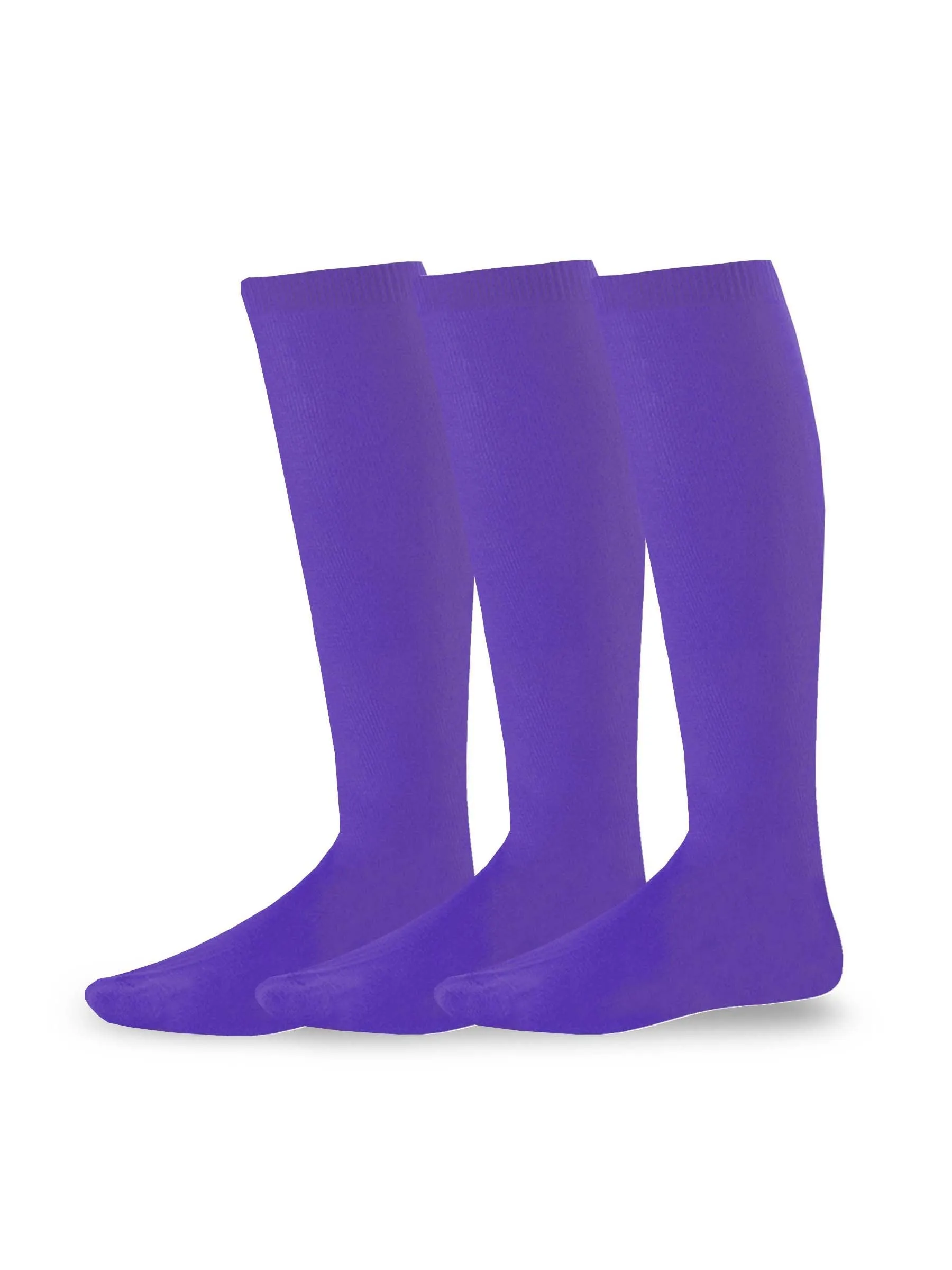 TeeHee Socks Unisex Soccer Acrylic Over The Knee High Purple 3-Pack (50081)